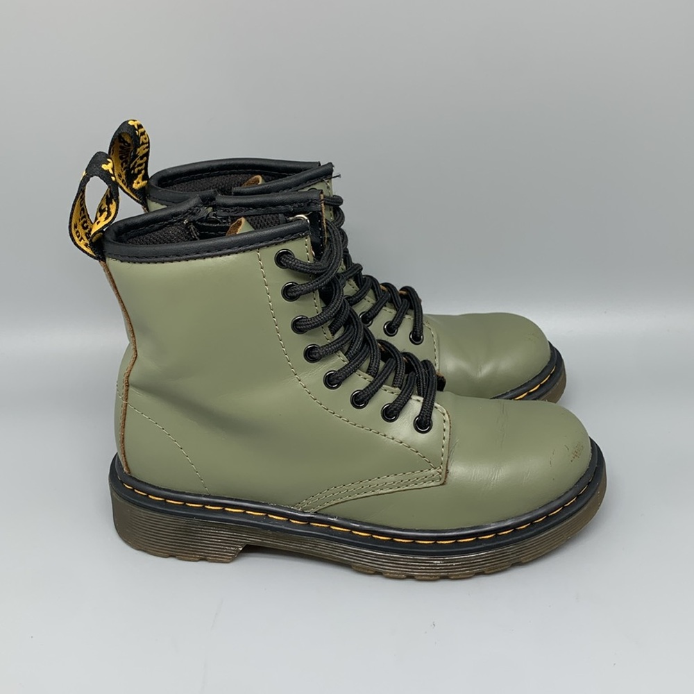 Dr Martens 1460 Green Leather Boots Youth Sz 1